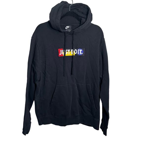 Nike Other - Nike Just Do It Embroidered Logo Black Hooded Sweatshirt Men's Hoodie Size XL